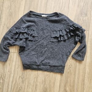 Molly Bracken Heather Gray Ruffle Sweater